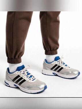 Adidas Metallic Silver and Blue Sneakers